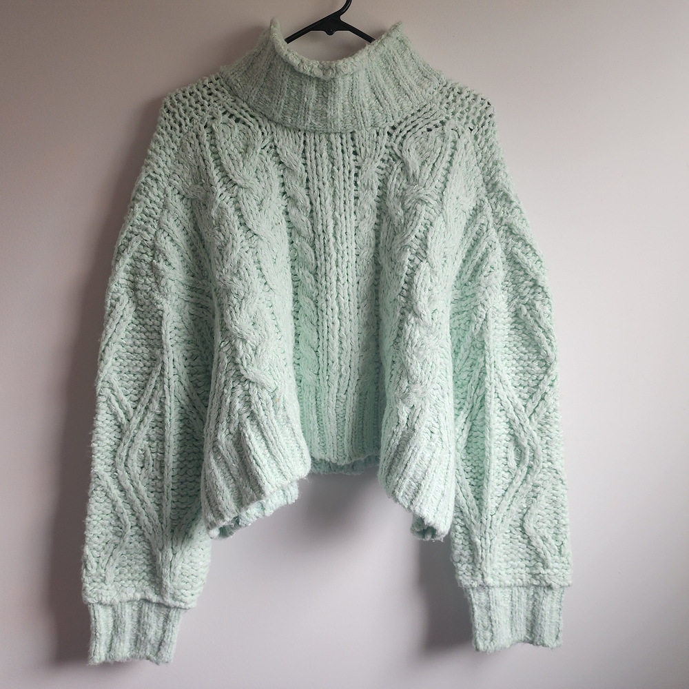 Anthropologie Light Green Cowl Neck Sweater